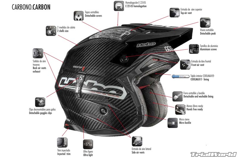 casco trial hebo carbono